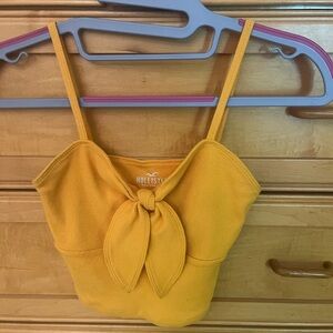 Hollister Yellow crop top with front tie